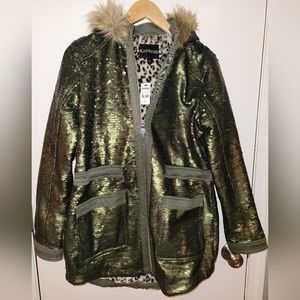 Express Olive Sequin Coat Size Small